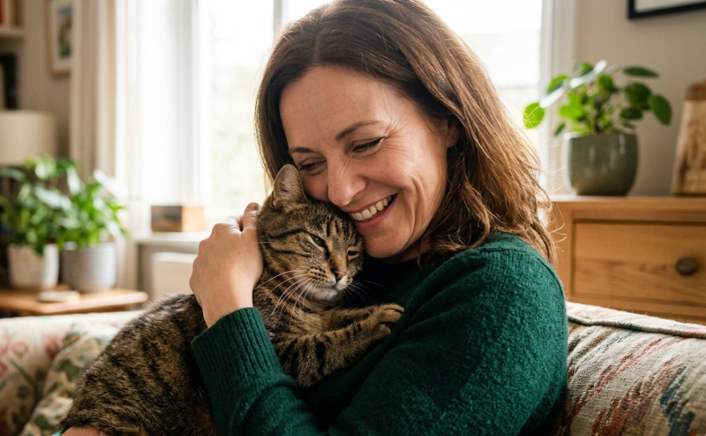 cat news weekly; woman cuddling cat